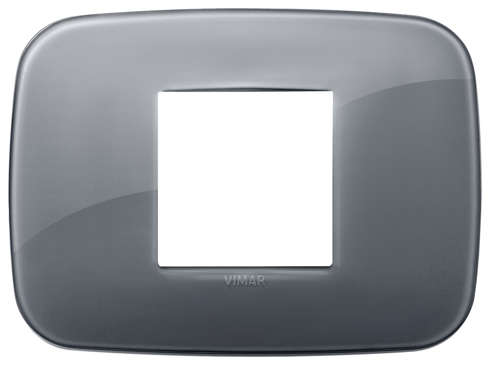 Placca Round 2 moduli tecnopolimero Reflex grigio fumè per impianti elettrici
