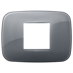 Placca Round 2 moduli tecnopolimero Reflex grigio fumè per impianti elettrici
