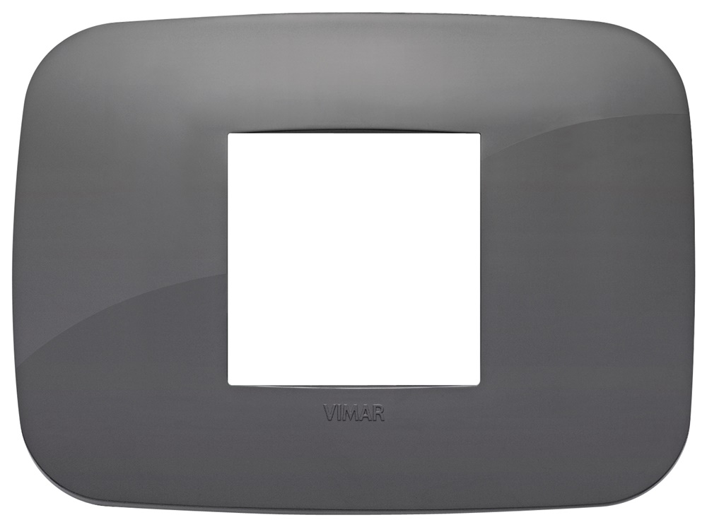 Placca Round 2 moduli centrali tecnopolimero grigio per installazioni elettriche
