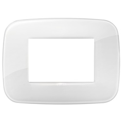 Placca Round 3 moduli tecnopolimero Reflex ghiaccio total look per impianti elettrici