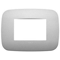 Placca Round 3 moduli metallo argento matt per installazioni elettriche