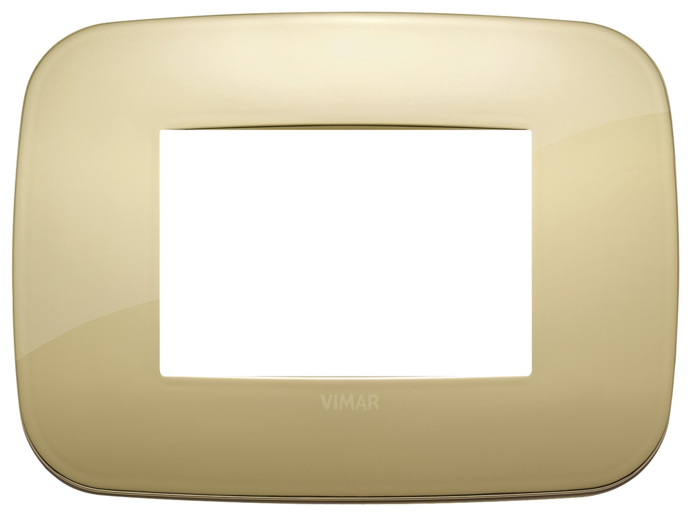 Placca Round metallo oro 3 moduli per impianti elettrici
