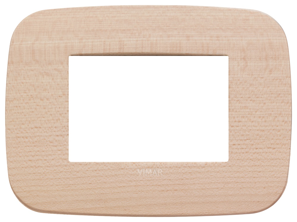 Placca Round 3 moduli legno naturale acero per installazioni elettriche interne