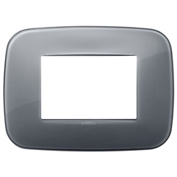 Placca Round 3 moduli tecnopolimero Reflex grigio fumè per impianti elettrici