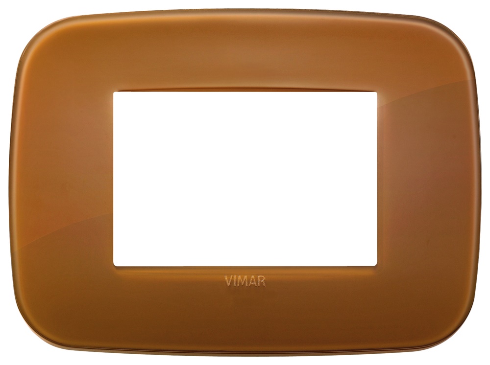 Placca Round 3 moduli tecnopolimero Reflex caramel per impianti elettrici
