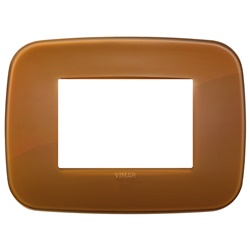 Placca Round 3 moduli tecnopolimero Reflex caramel per impianti elettrici