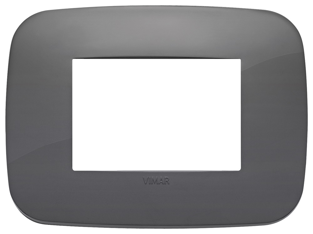 Placca Round 3 moduli tecnopolimero grigio per installazioni elettriche