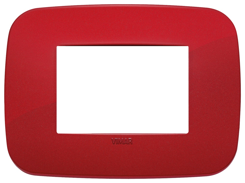 Placca Round 3 moduli tecnopolimero rosso per installazioni elettriche