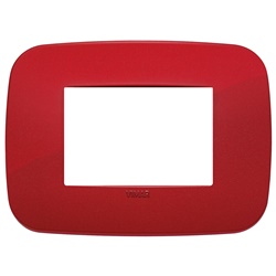 Placca Round 3 moduli tecnopolimero rosso per installazioni elettriche
