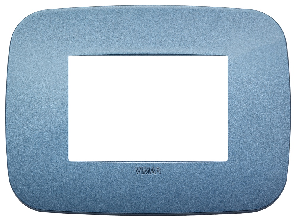 Placca Round 3 moduli tecnopolimero colore blu per installazioni elettriche