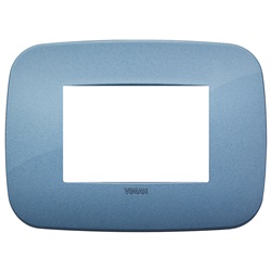 Placca Round 3 moduli tecnopolimero colore blu per installazioni elettriche