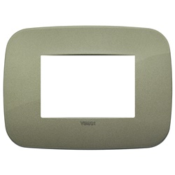 Placca Round 3 moduli tecnopolimero verde per impianti elettrici