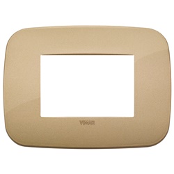 Placca Round 3 moduli tecnopolimero oro antico per installazioni elettriche