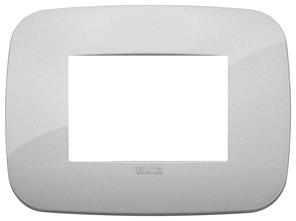 Placca Round 3 moduli tecnopolimero silver per installazioni elettriche