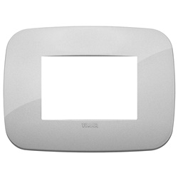 Placca Round 3 moduli tecnopolimero silver per installazioni elettriche