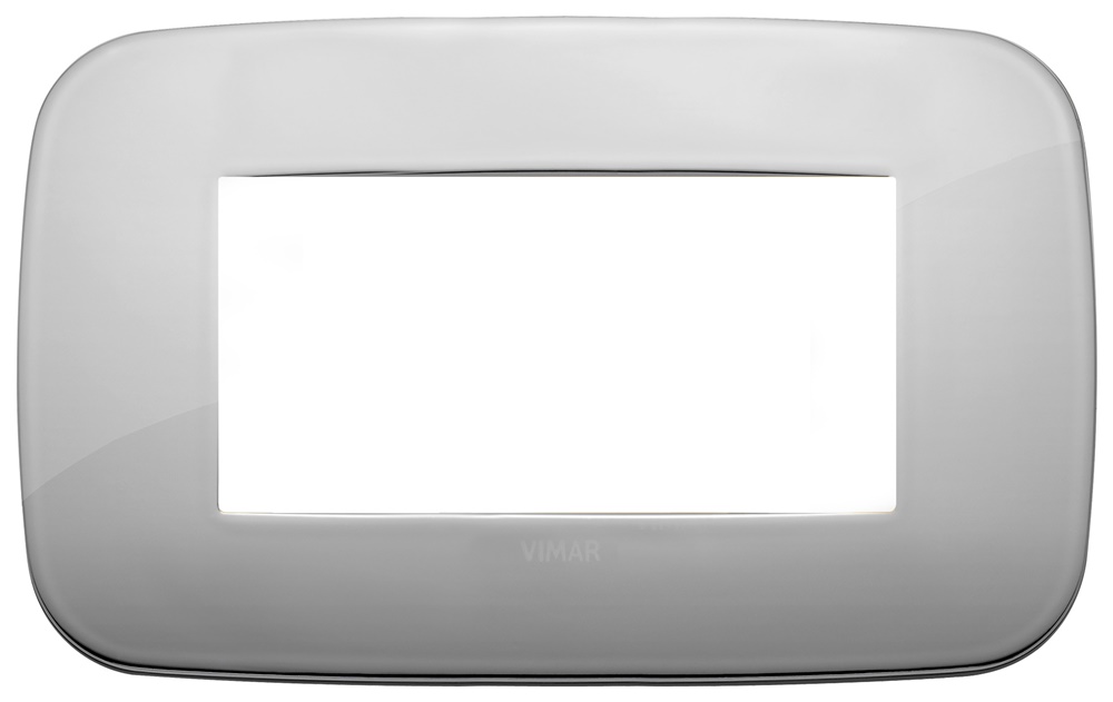 Placca Round 4 moduli metallo cromo per installazioni elettriche