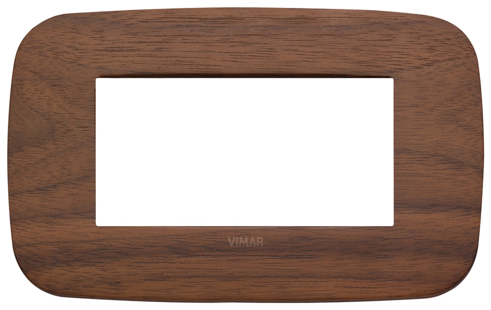 Placca Round 4 moduli legno naturale noce per installazioni elettriche interne
