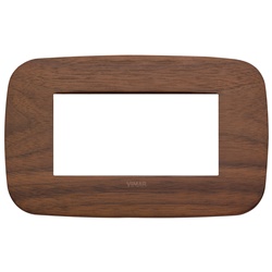 Placca Round 4 moduli legno naturale noce per installazioni elettriche interne