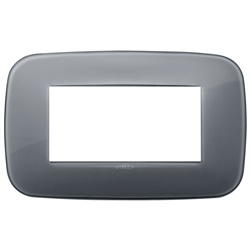 Placca Round 4 Moduli Reflex grigio fumé per impianti elettrici residenziali