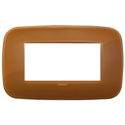 Placca Round 4 moduli tecnopolimero Reflex caramel per impianti elettrici