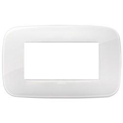 Placca Round 4 moduli tecnopolimero Reflex ghiaccio per impianti elettrici