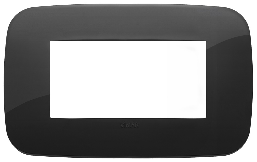 Placca Round 4 moduli tecnopolimero nero per installazioni elettriche