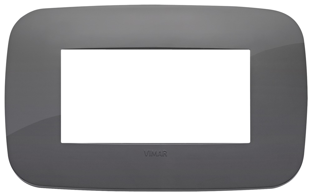 Placca Round 4 moduli tecnopolimero grigio per installazioni elettriche