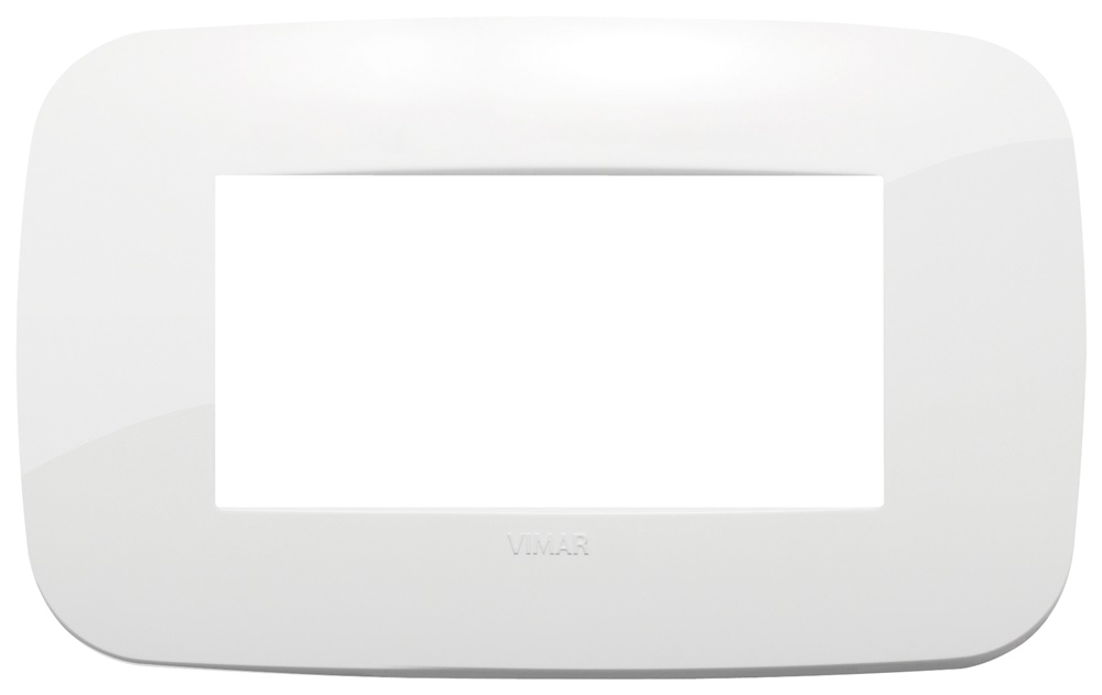 Placca Round 4 moduli tecnopolimero bianco per installazioni elettriche