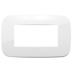 Placca Round 4 moduli tecnopolimero bianco per installazioni elettriche