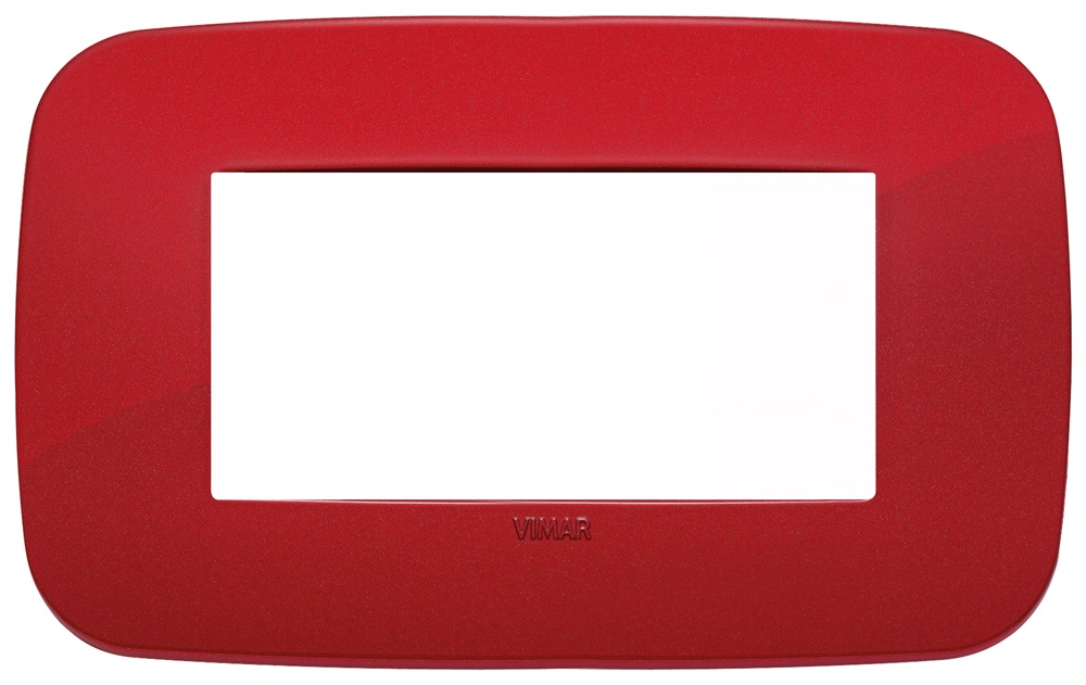 Placca Round 4 moduli tecnopolimero rosso per installazioni elettriche