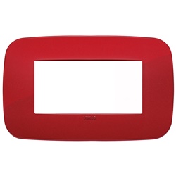 Placca Round 4 moduli tecnopolimero rosso per installazioni elettriche