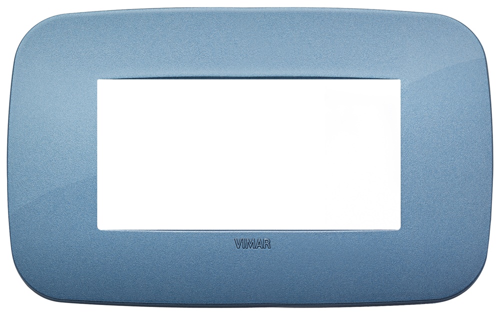 Placca Round 4 moduli tecnopolimero blu per impianti elettrici