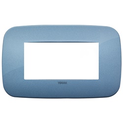 Placca Round 4 moduli tecnopolimero blu per impianti elettrici