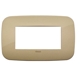 Placca Round 4 moduli tecnopolimero finitura oro antico per impianti elettrici