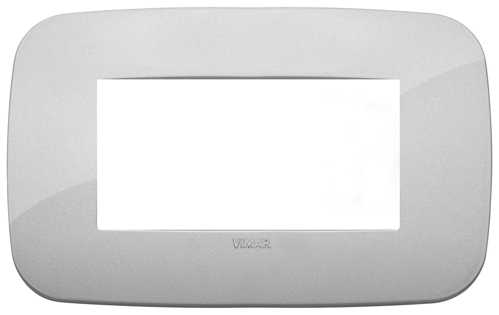 Placca Round 4 moduli tecnopolimero silver per impianti elettrici