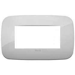 Placca Round 4 moduli tecnopolimero silver per impianti elettrici