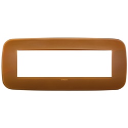 Placca Round 7 moduli tecnopolimero Reflex caramel per impianti elettrici
