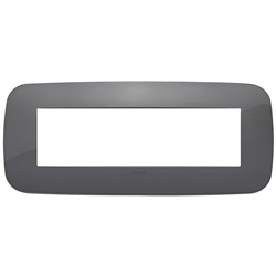Placca Round 7 moduli tecnopolimero grigio per impianti elettrici