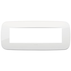 Placca Round 7 moduli bianco tecnopolimero per installazioni elettriche