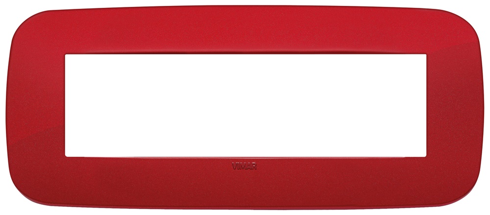 Placca Round 7 moduli tecnopolimero rosso per installazioni elettriche