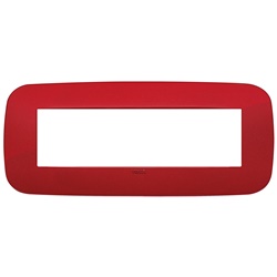 Placca Round 7 moduli tecnopolimero rosso per installazioni elettriche
