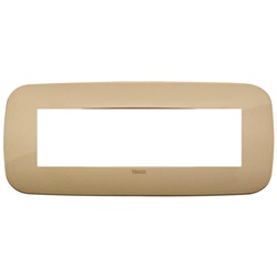 Placca Round 7 moduli tecnopolimero finitura oro antico per impianti elettrici