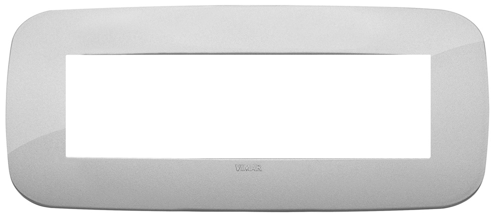 Placca Round 7 moduli tecnopolimero silver per installazioni elettriche
