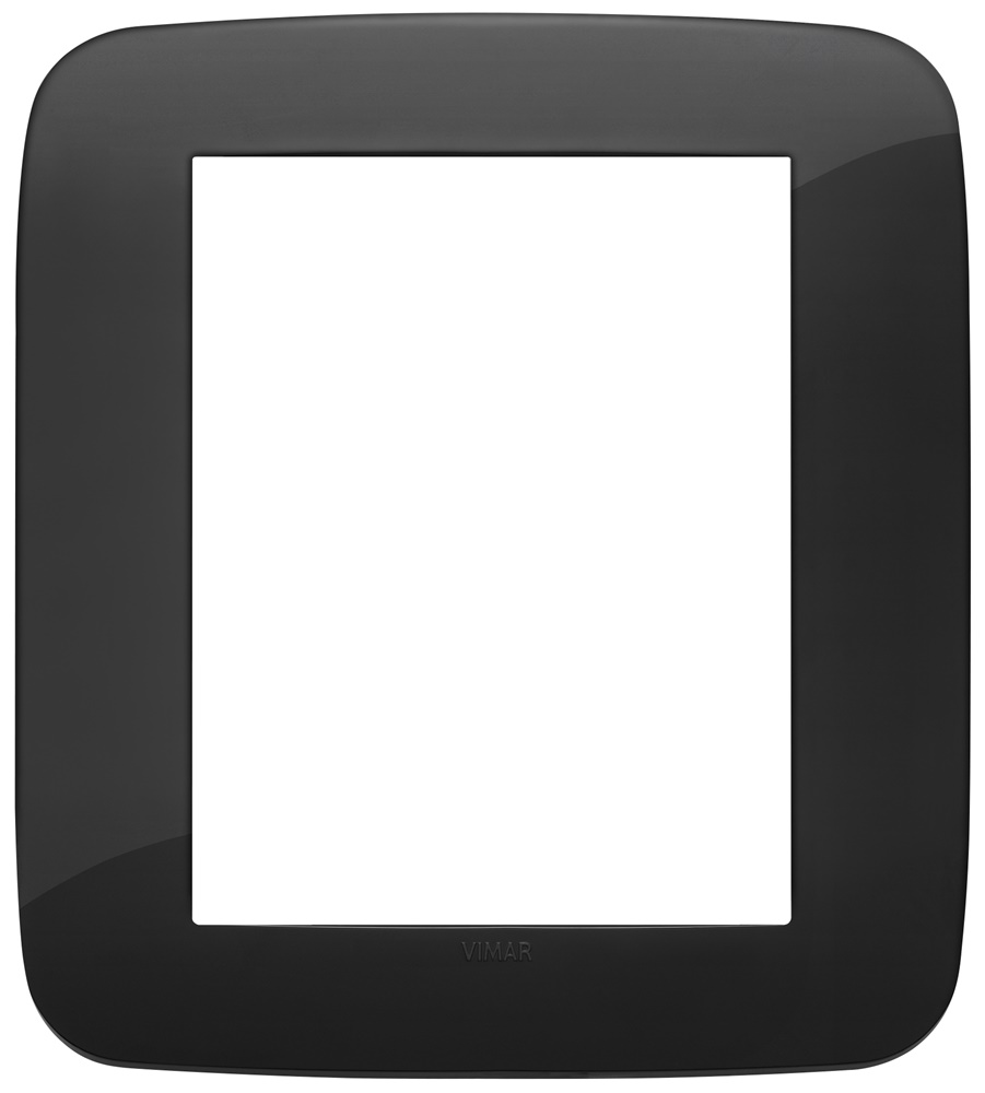 Placca Round 8 moduli tecnopolimero nero per installazioni elettriche