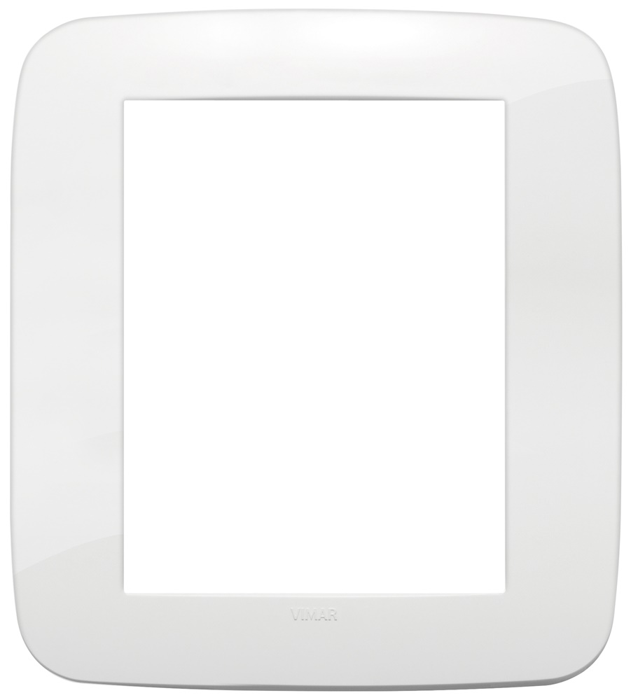 Placca Round 8 moduli tecnopolimero bianco per installazioni elettriche