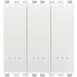 Interruttori tripli 1P 20AX 250V illuminabili bianco 2 moduli per lampade con alimentatore integrato