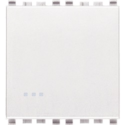 Deviatore 1P 16AX 2 moduli illuminabile tasto sostituibile bianco per impianti elettrici domestici