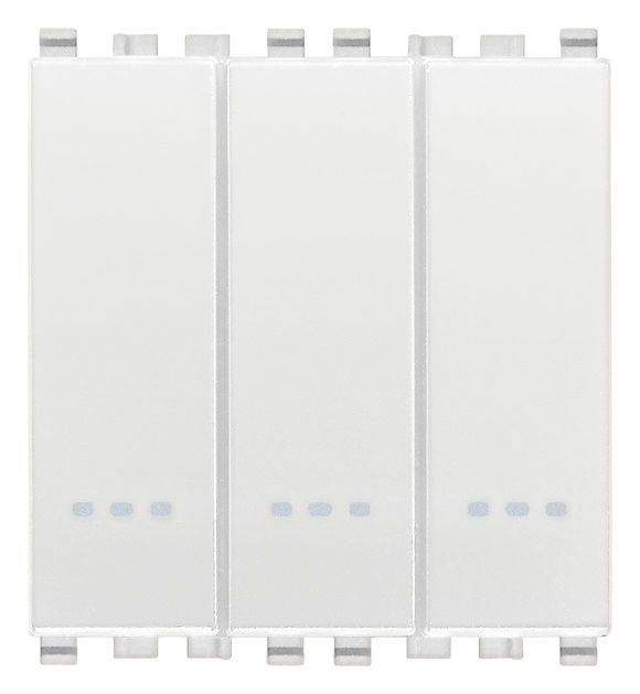Tre deviatori indipendenti 1P 20AX 250V bianco 2 moduli uso residenziale