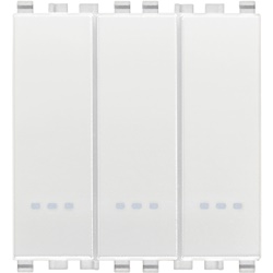 Tre deviatori indipendenti 1P 20AX 250V bianco 2 moduli uso residenziale