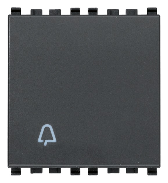Pulsante 1P NO 10A 250V simbolo campanello illuminabile tasto sostituibile 2 moduli grigio